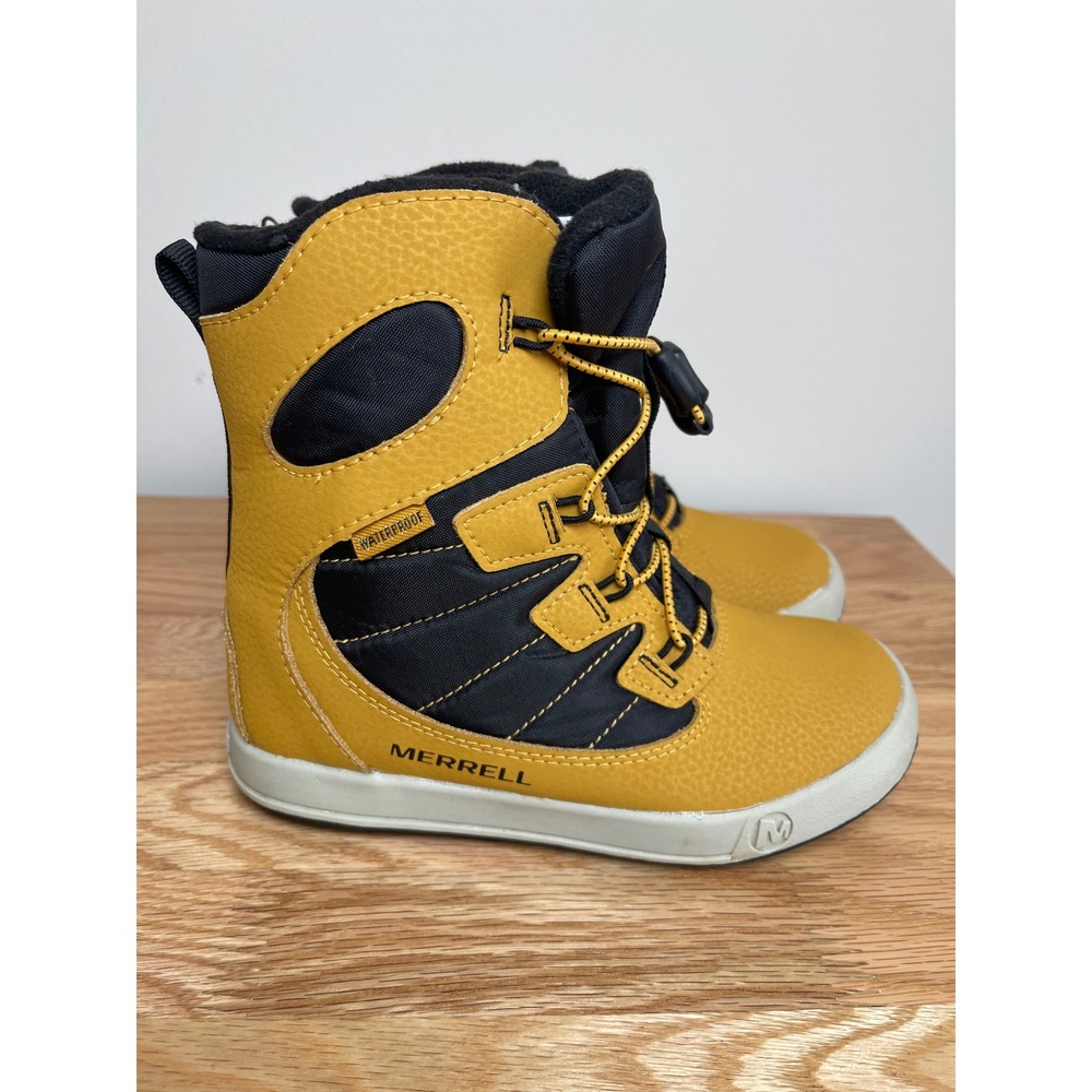 Merrell Snow Quest Lite 3.0 Waterproof Winter Boots Wheat Yellow Kids 13M - Picture 3 of 7